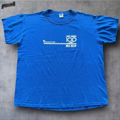 复古 Phoenixville PA YMCA 游泳队 T 恤 XL 100 Mile Race XL 罕见 Russell — 第 1/4 张图片
