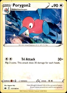 Pokemon - Porygon2 #117/198 - SWSH06: Chilling Reign Uncommon - Picture 1 of 2