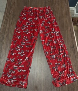 Secret Treasures pajamas soft velour floral red pants Size M (8-10) - Picture 1 of 7