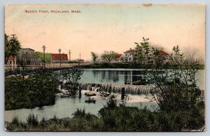 Postal de 1910 coloreada a mano Reed's Pond Rockland Massachusetts MA - Imagen 1 de 2