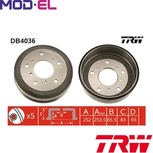 2x BRAKE DRUM DB4036 FOR VW LT/40-55/I/Platform/Chassis/28-35/Van/Bus DL 6cyl - Picture 1 of 9