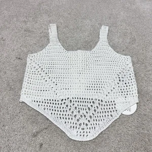FCT With Love Top White Knit Cropped Sheer Sleeveless Women’s Size Medium NWT - Picture 1 of 11