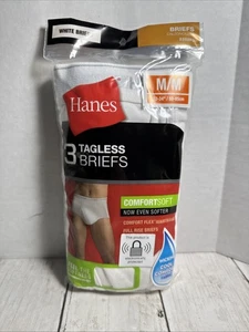 Hanes Tagless ComfortSoft Underwear Briefs Sz M 32-34" 3 Pk White New Old Stock - Picture 1 of 8