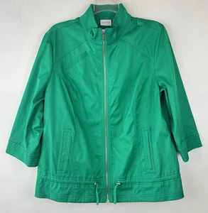 Chicos Jacket Womens L Kelly Green 2 Zip Zenergy Vacation Career Preppy Casual - Picture 1 of 8