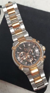 GUESS GC MENS WRISTWATCH TWO TON COPER SILVER CABLE FORCE TACHYMETER Y24004G4 - Picture 1 of 23