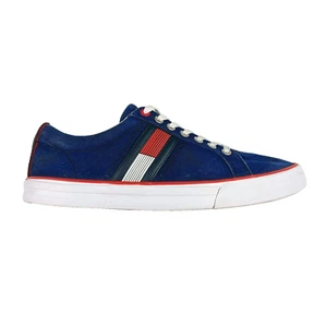 TOMMY HILFIGER Mens 8M Sneakers REMI Low Top Canvas Lace Up NAVY - Picture 1 of 10