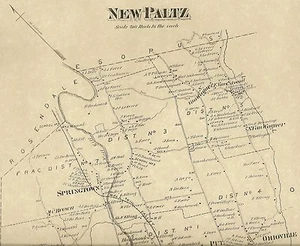 New Paltz Springtown Ohioville NY 1875 Map with Homeowners Names Shown - Picture 1 of 2