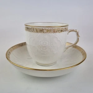Antique KPM Porcelain Coffee Cup And Saucer Moulded Flowers & Gilt Decoration - Picture 1 of 13