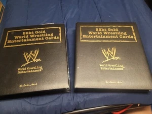 RARE Danbury Mint WWE 22KT GOLD CARD COLLECTION Complete Set 1-120 2 binders - Picture 1 of 11