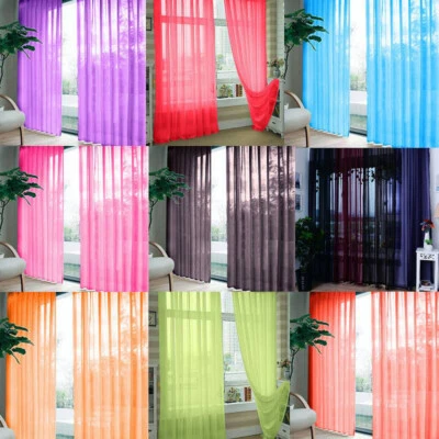 NEWEST Solid Tulle Voile Door Window Curtain Drape Panel Sheer Scarf Valances↔ - Image 1 of 4