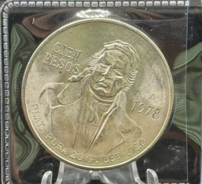 Moneda de Plata México Cien 100 Pesos 1978, José María Morelos y Pavón .720 ~ Lote C Foto 1 de 2