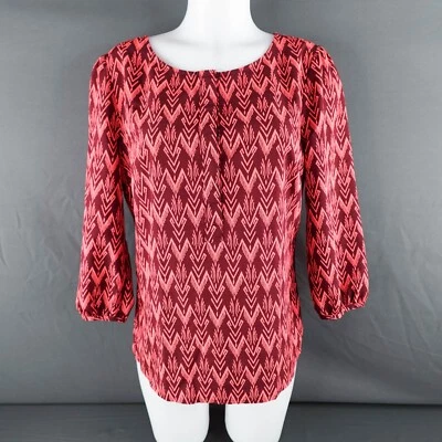Top de mujer Merona mediano marrón rosa boho indie terroso patrón chevron ligero Foto 1 de 4