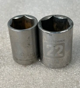 2 piezas Craftsman EE. UU. 19 mm y 22 mm 6 Pt 1/2" enchufes métricos 44259 y 50738 - Imagen 1 de 2