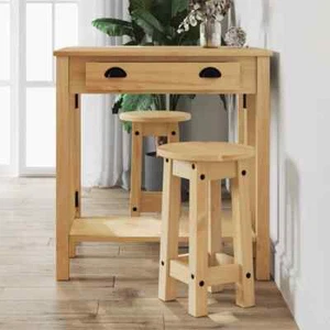 Bar Stools Kitchen Chair Pub Counter 2 pcs Solid Wood Pine vidaXL - Picture 1 of 9