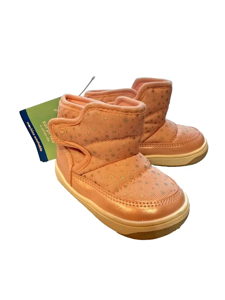 Surprize by Stride Rite Bebé Niña Aster Nieve Invierno Botas 4M Rosa Estrellas Nuevas con Etiquetas Foto 1 de 4