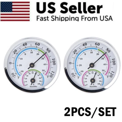 2pcs Analog Thermometer Hygrometer Humidity Meter Gauge Temperature Room Indoor - Image 1 of 4