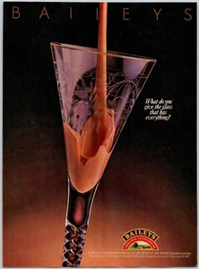 PRINT AD 1987 Baileys Original Irish Cream Crystal Glass 8x10.5 - Picture 1 of 1