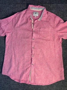 Report Collection Shirt Mens XL Pink Linen Blend Short Sleeve Collar Button Down - Picture 1 of 5