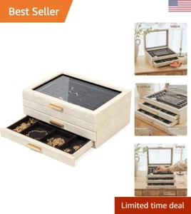 Large 3 Tier Jewelry Box, Storage Case Organizer for Women Girls Wife, Glass ... - Picture 1 of 8