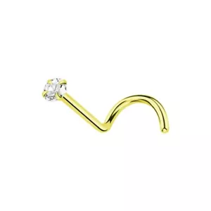 Anillos de nariz de sacacorchos de oro 18K 22G pernos nariz de diamante perno fosa nasal perno - Imagen 1 de 15