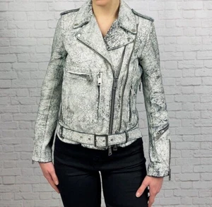 R13 Cracked White Leather Jacket Size XS/S - Picture 1 of 9