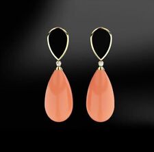 40 Ct Drop Cut Simulated Orange Coral Drop Dangle Earring  14k Yellow Gold Over