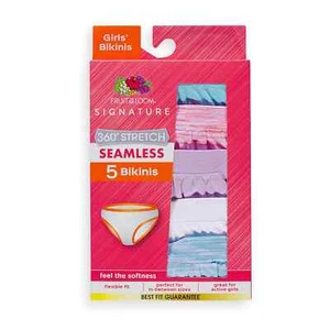 Fruit of the Loom 5-pack Seamless Bikini Panties Girls Assorted Colors - Picture 1 of 3
