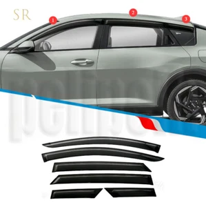 6PCS Black Window Visor Vent Shades Sun Rain Guard Fits For Kia K4 2025-2026 - Picture 1 of 7