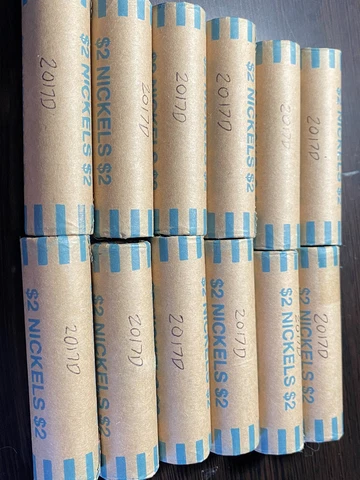 ORIGINAL BANK ROLL OF BU 2017-D JEFFERSON NICKELS!!! Cover