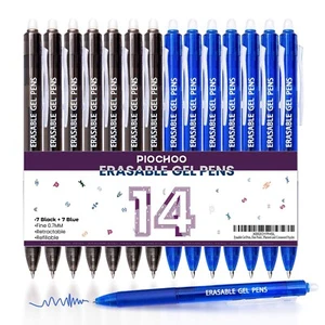 14 Colors Erasable Gel Pens, Fine Point, Retractable Clicker Pens, 7 Black/7 ... - Picture 1 of 7