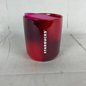 Tazza da viaggio Starbucks Holiday 2021 ceramica ombretta rossa con coperchio rosa 8 fl oz - Foto 1 di 5