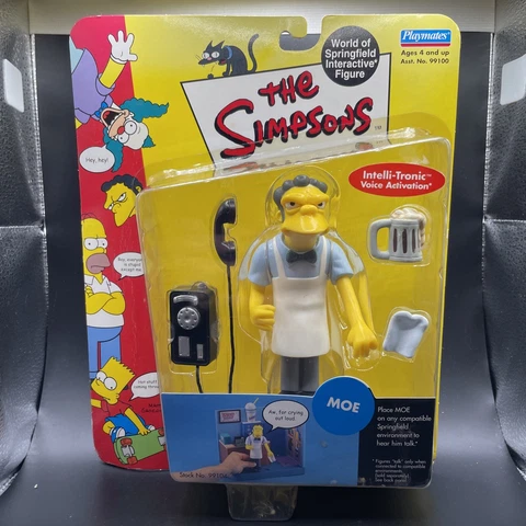 The Simpsons World Of Springfield Moe Playmates Toys 2000 Bartender Cover
