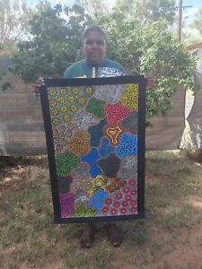 Cheryl Gibson NAMBIJINA Aboriginal Artist BUSH MEDICINE BUSH SEEDS 65x103cm