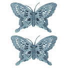 Christmas 2 Pack Full Glitter Butterfly with Beak Clip Tree Decoration