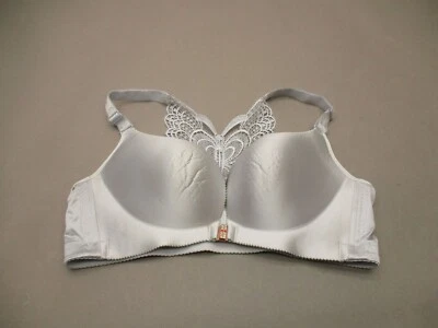 Bralette sin marca talla 46 para mujer gris forrado de encaje con aros cierre frontal 8M Foto 1 de 4