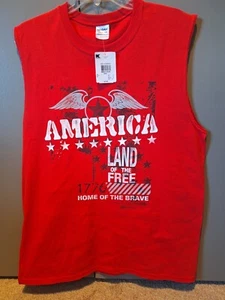 New Men's Gildan Patriotic Tank Top Size L America Land of the Free 1776 kmart - Picture 1 of 5