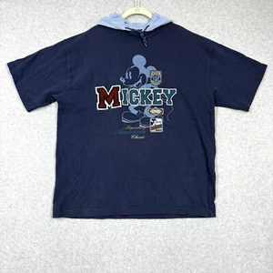 Sudadera con Capucha Disney Vintage Años 90 Adulto Grande XL Mickey Varsity Bordada Manga Corta - Imagen 1 de 8