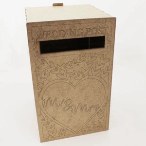 Wedding Mail Post Box - Mr & Mrs Heart Engraved Post Box Reception Post & Cards - Picture 1 of 2
