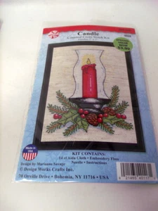 Design Works Christmas CANDLE Counted Cross Stitch Kit 5" x 7" - Picture 1 of 3