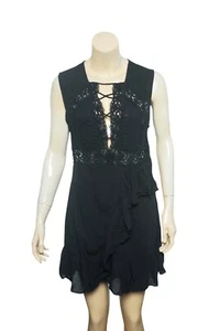 Iro Lace-Up Dress S 6 Women Casual Embroidered Sleeveless Ruffle Short NEW 19415 - Picture 1 of 6