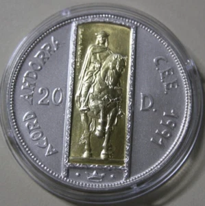 Andorra 20 Diners 1995 plata + 1,6 gramos incrustación de oro KM#106 BU #F6914 unión aduanera - Imagen 1 de 6