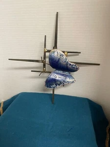 Brutalistische schmetterrige Wanddeko, bemalter Kupferschmetterling und silberne Metallspitzen, - Bild 1 von 7