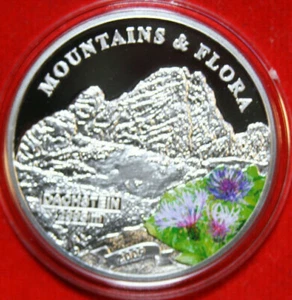 Palau 5 Dólares 2010 Plata "Montañas y Flora" #F4805 Color "Der Dachstein" - Imagen 1 de 9