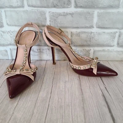 Zapatos Kate Spade New York Lydia Granate Rosa Charol Joya Lazo Tacones 7.5 Foto 1 de 4