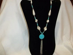 NEW SILVER PLATED ALL NATURAL 20" TURQUOISE BEAUTY NECKLACE W/ LUSTROUS BEADS... - Picture 1 of 3