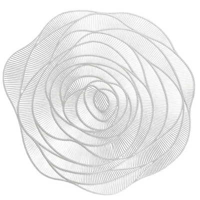 Juego de 4 manteles individuales plateados con forma de flor rosa mesa elegante de plástico... Foto 1 de 4