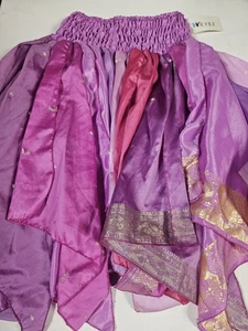 Pink And Purple Petal Skirt Gold Accents Renaissance Festival 100% Silk - Picture 1 of 4