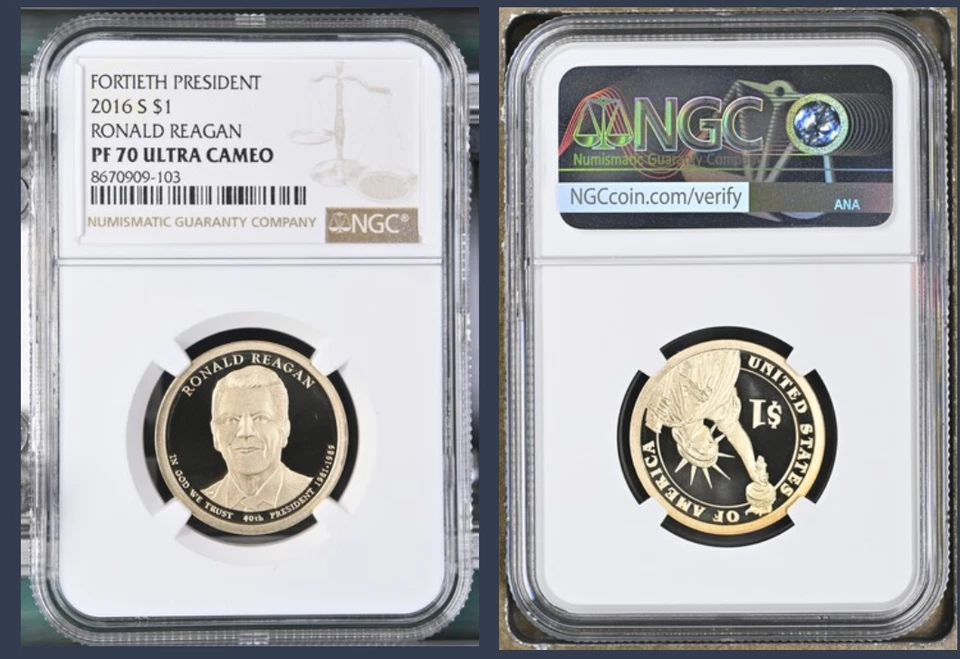 2016 S Proof Ronald Reagan Presidential Dollar Graded NGC PF-70 - Image 1 of 1