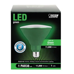 Feit Electric PAR38G10KLED/BX Green 120V 1400 lm. PAR38 E26 LED Bulb 120W - Picture 1 of 3