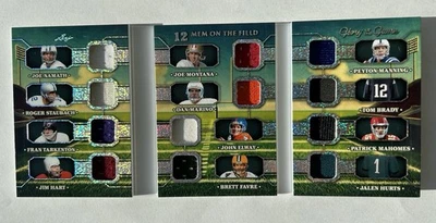 Folleto Leaf Glory of the Game 12 Mem on the Field 2025 Brady Mahomes Hurts+/6 Foto 1 de 4